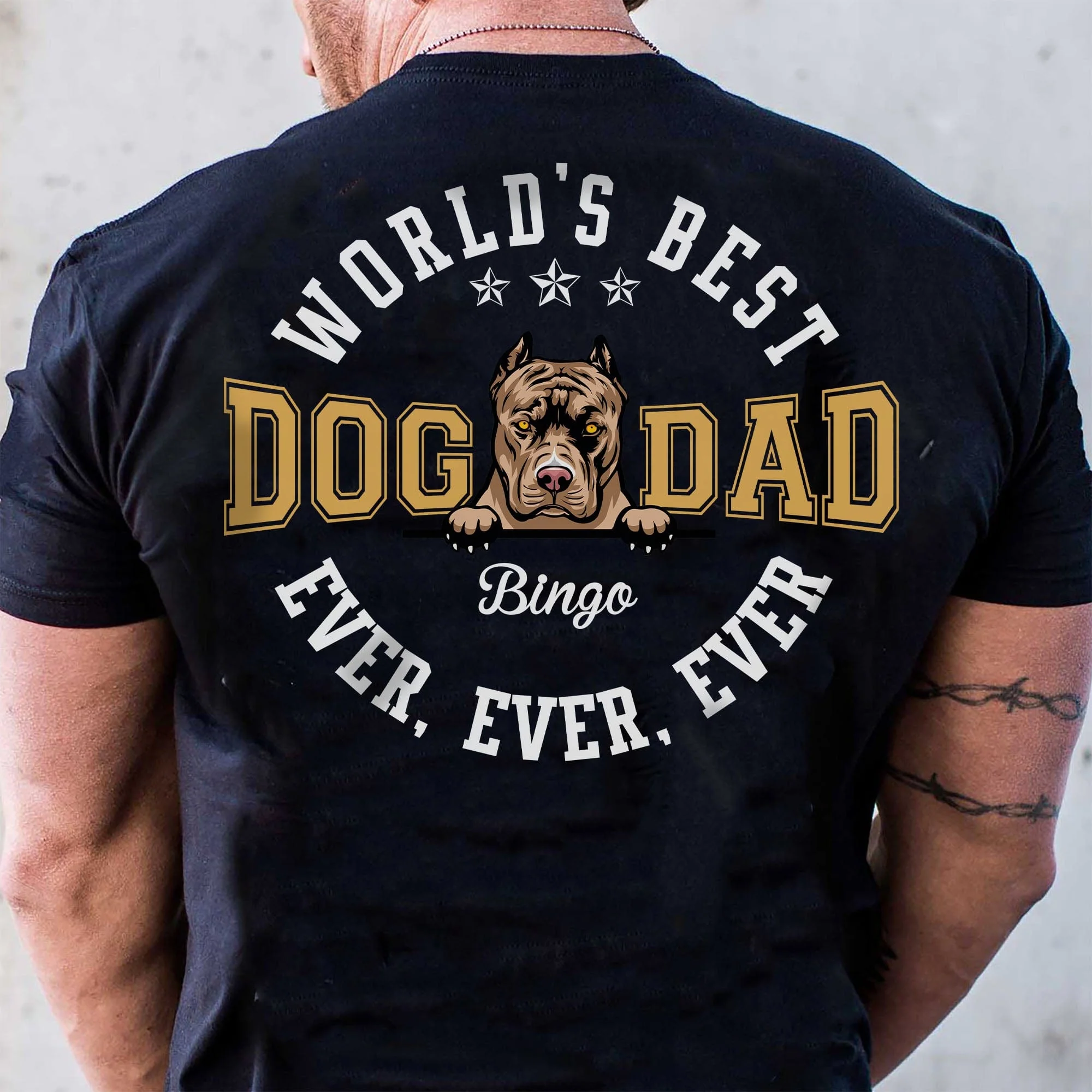 Worlds Best Dog Dad Personalized Custom Dog Backside Shirt C424 - Image 2