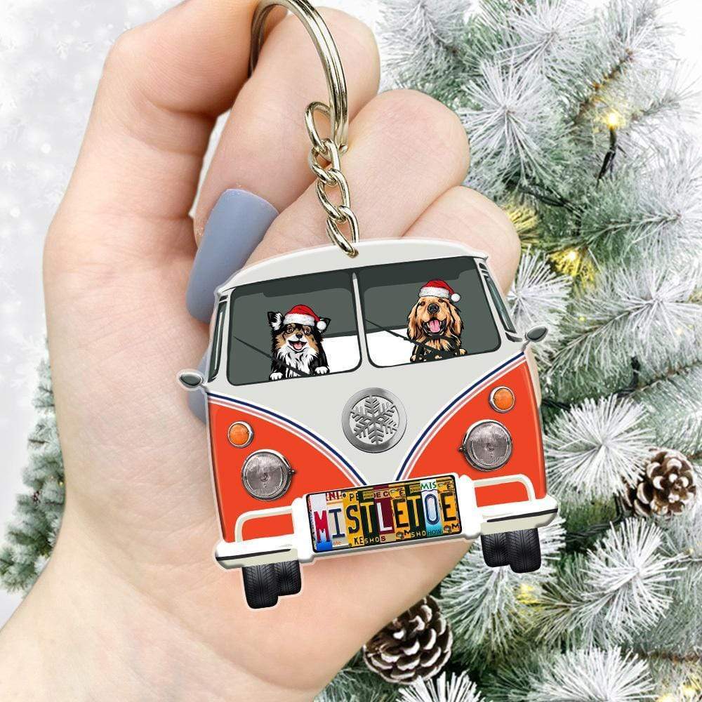 License Plate Xmas Van Dog Camping Acrylic Keychain, Dog Lover Gift HN590 - Image 4