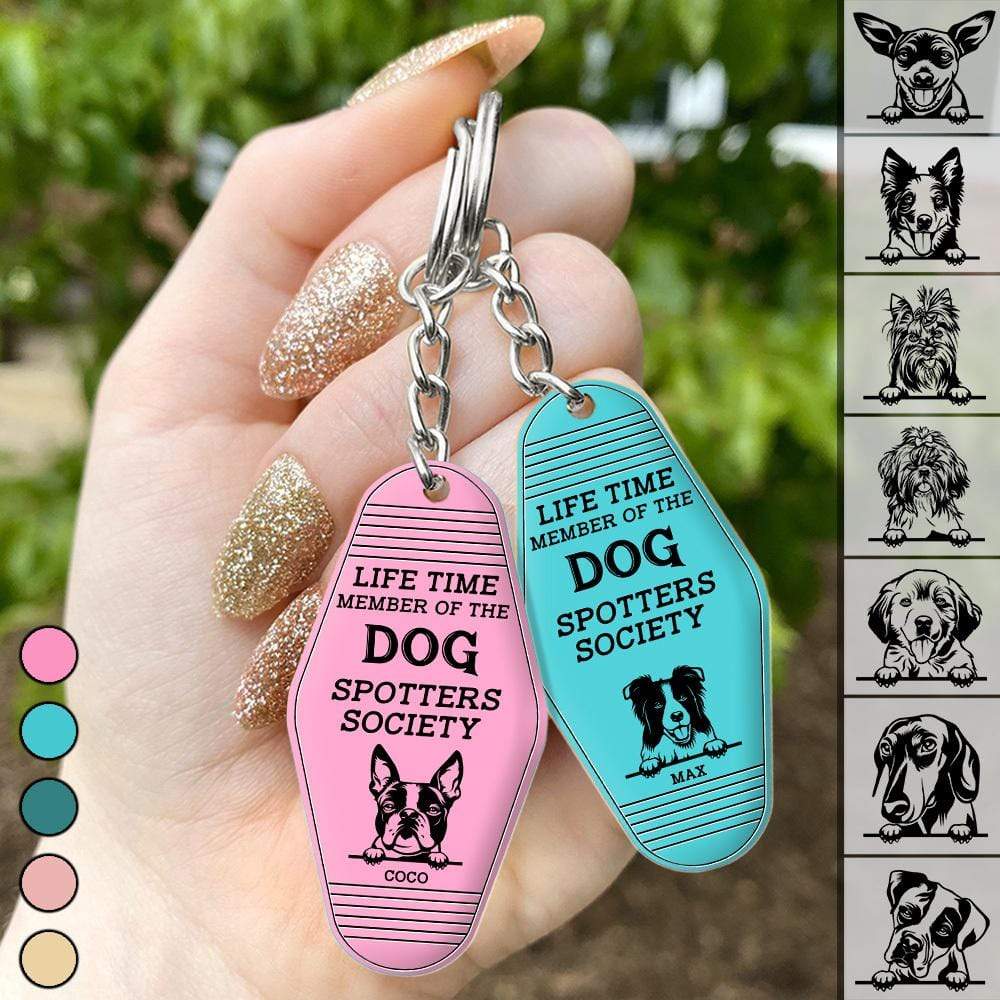 Life Time Member Dog Keychain, The Dog Spotters Society Hexagon Keychain HN590