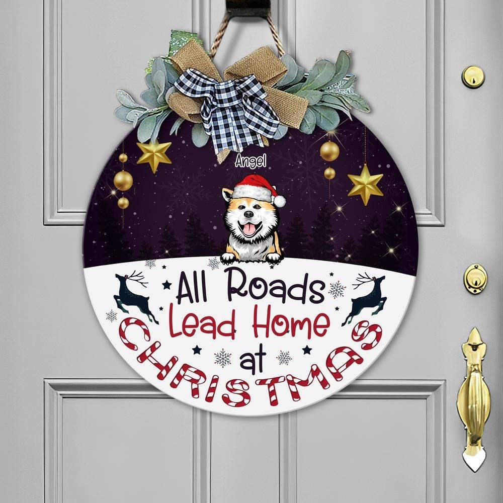 Lead Home At Christmas Dog Wooden Door Sign With Wreath, HN590 - Image 3
