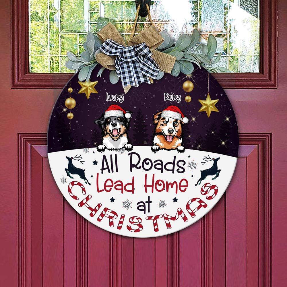Lead Home At Christmas Dog Wooden Door Sign With Wreath, HN590 - Image 4