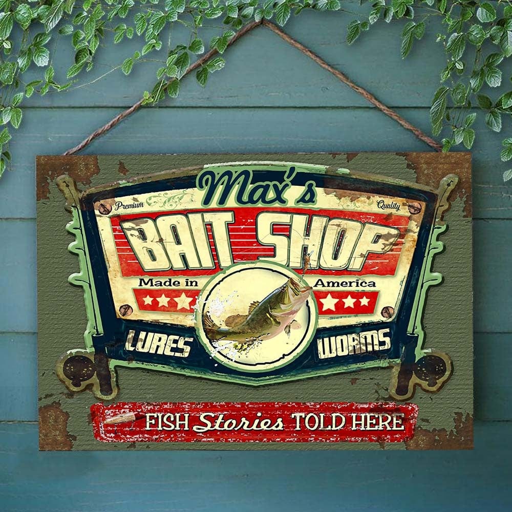 Bait Shop Fish Stories Told Here Fishing Metal Sign HN590 - Image 3