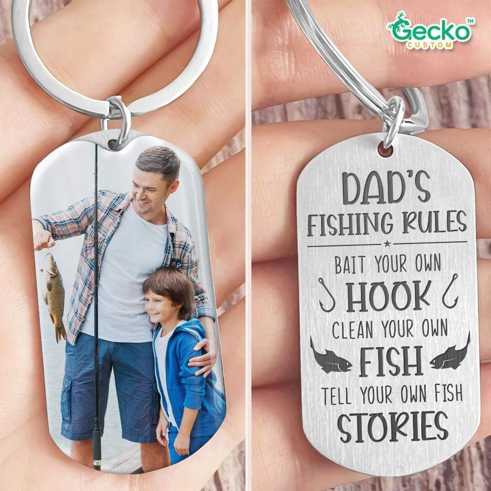 Dad's Fishing Rules Fishing Outdoor Metal Keychain HN590