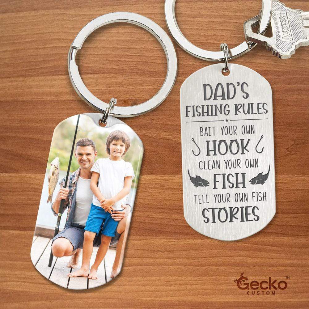 Dad's Fishing Rules Fishing Outdoor Metal Keychain HN590 - Image 2