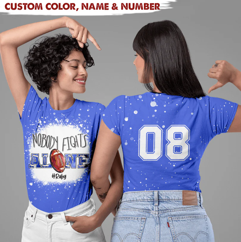 Nobody Fight Alone Football Bleached Tshirt HN590 - Image 3