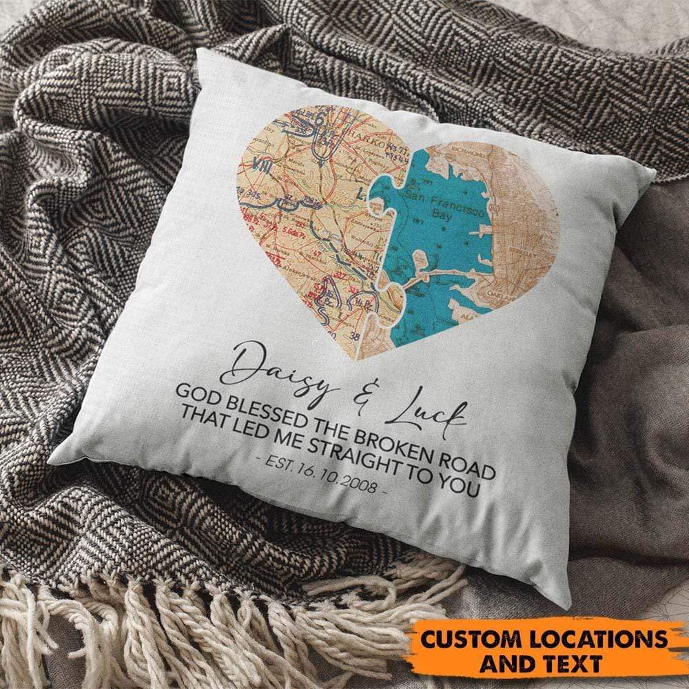 Custom Heart Map For Couple Valentine Throw Pillow HN590 - Image 2