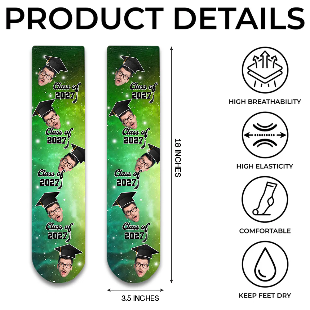 Upload Photo Graduation Socks HN590 891928 - Image 6