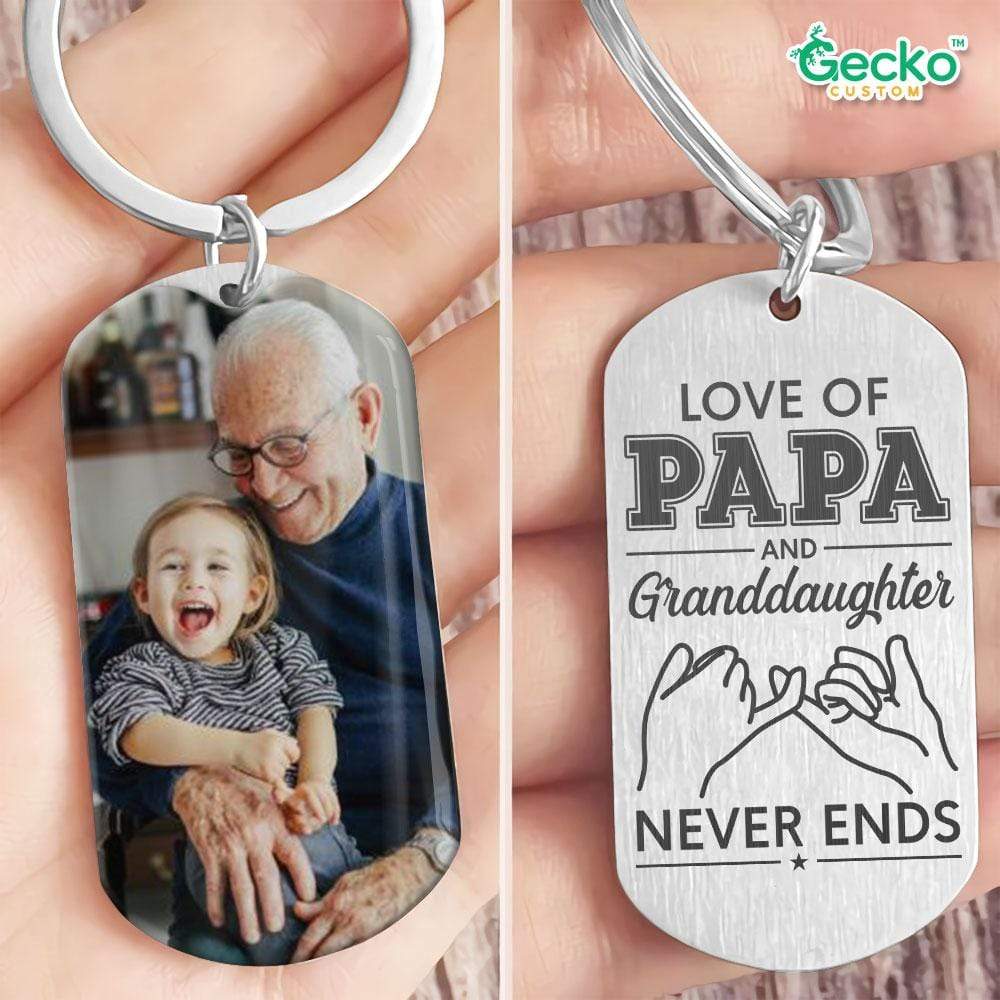 Love Of Papa And Grand Daughter Family Metal Keychain HN590