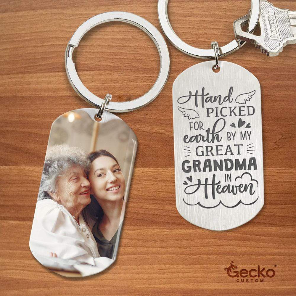 Hand Picked For Earth By My Great Grandma Family Metal Keychain HN590 - Image 2