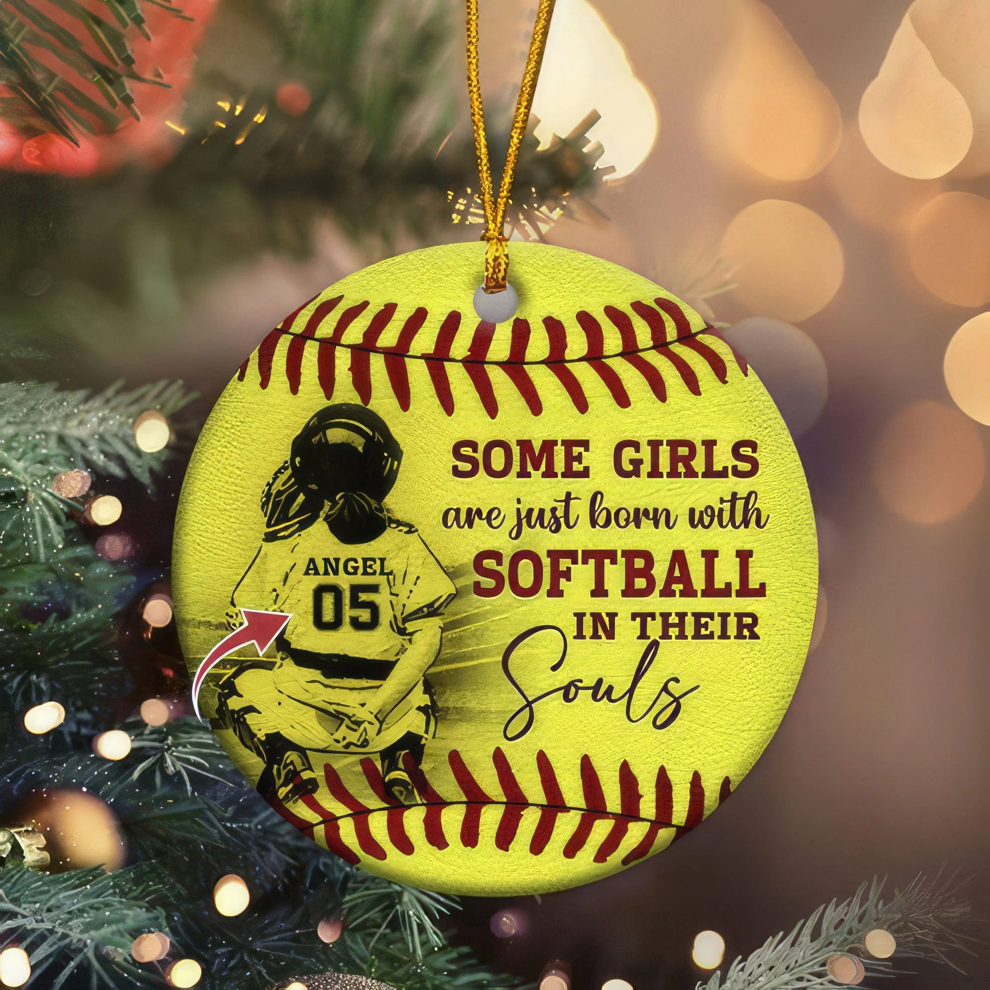 Some Girls Are Just Born With Softball Ornament, Softball In Their Soul HN590 - Image 2