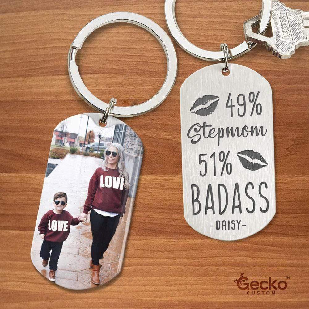 49% Stepmom 51% Badass Step Mother Family Metal Keychain HN590