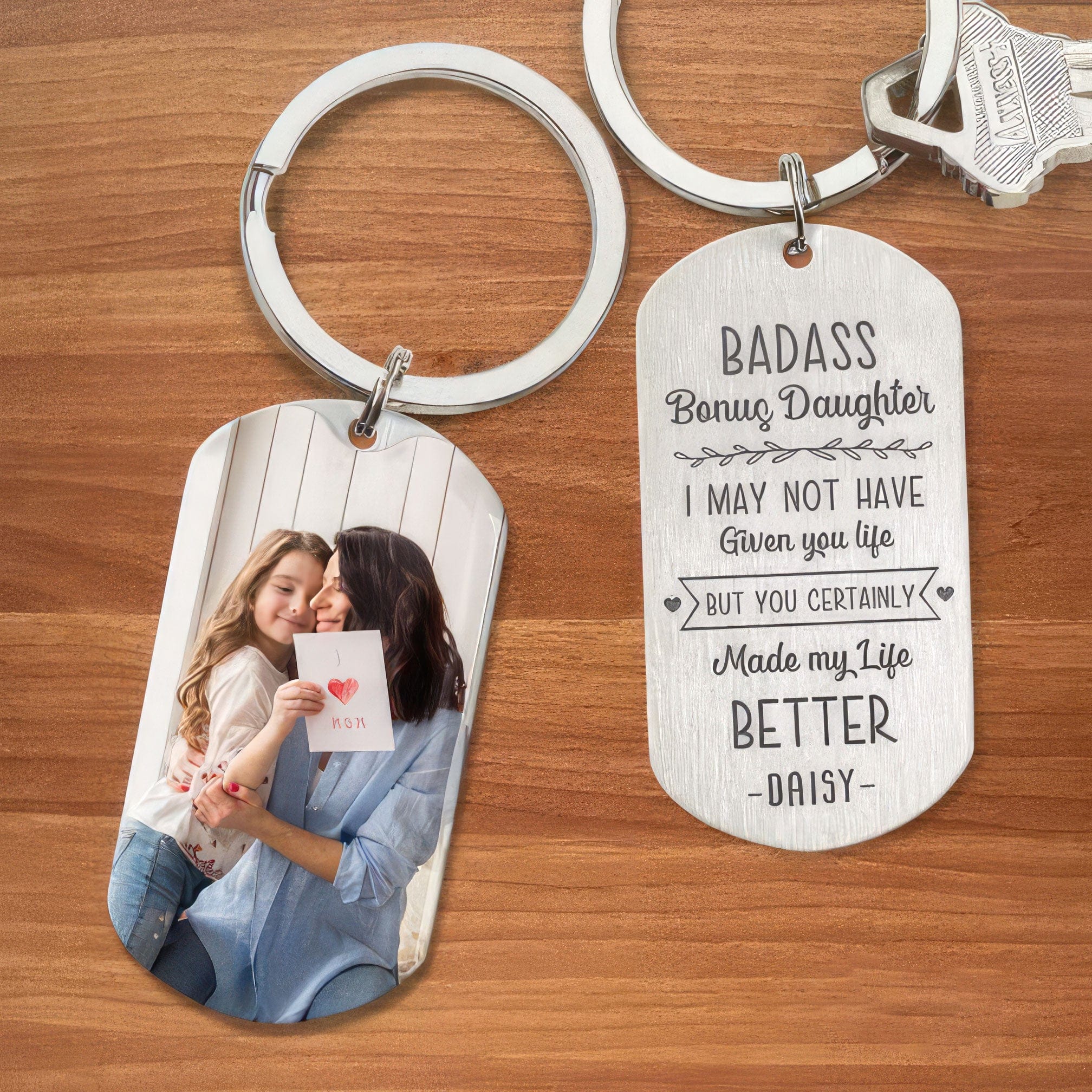 To My Stepmom Step Mother Family Metal Keychain HN590 - Image 2
