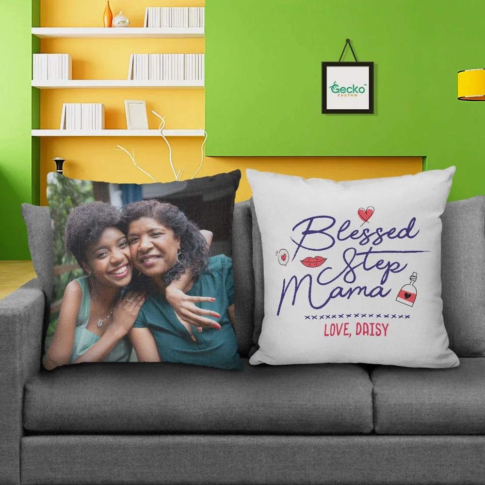 Blessed Stepmother Family Throw Pillow HN590 - Image 2