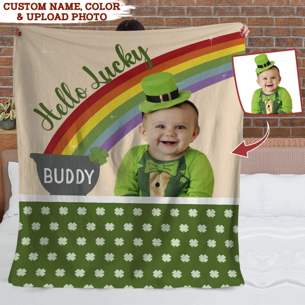 Hello Lucky Shamrock St.Patricks Day Blanket HN590 - Image 3