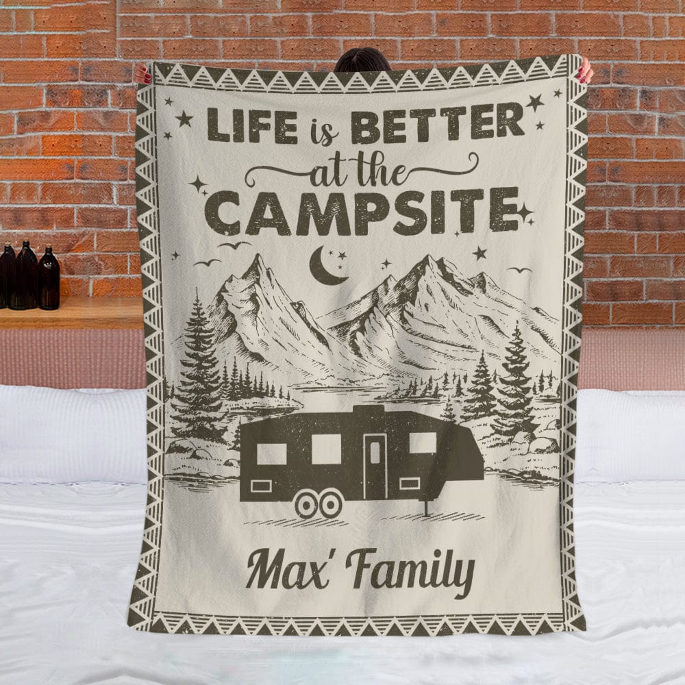 Vintage Camping Woven Blanket, RV Camping Blanket, Camping Gift HN590 895120 - Image 3