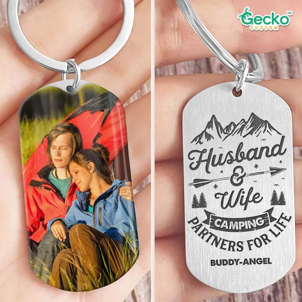 Husband And Wife Camping Metal Keychain HN590