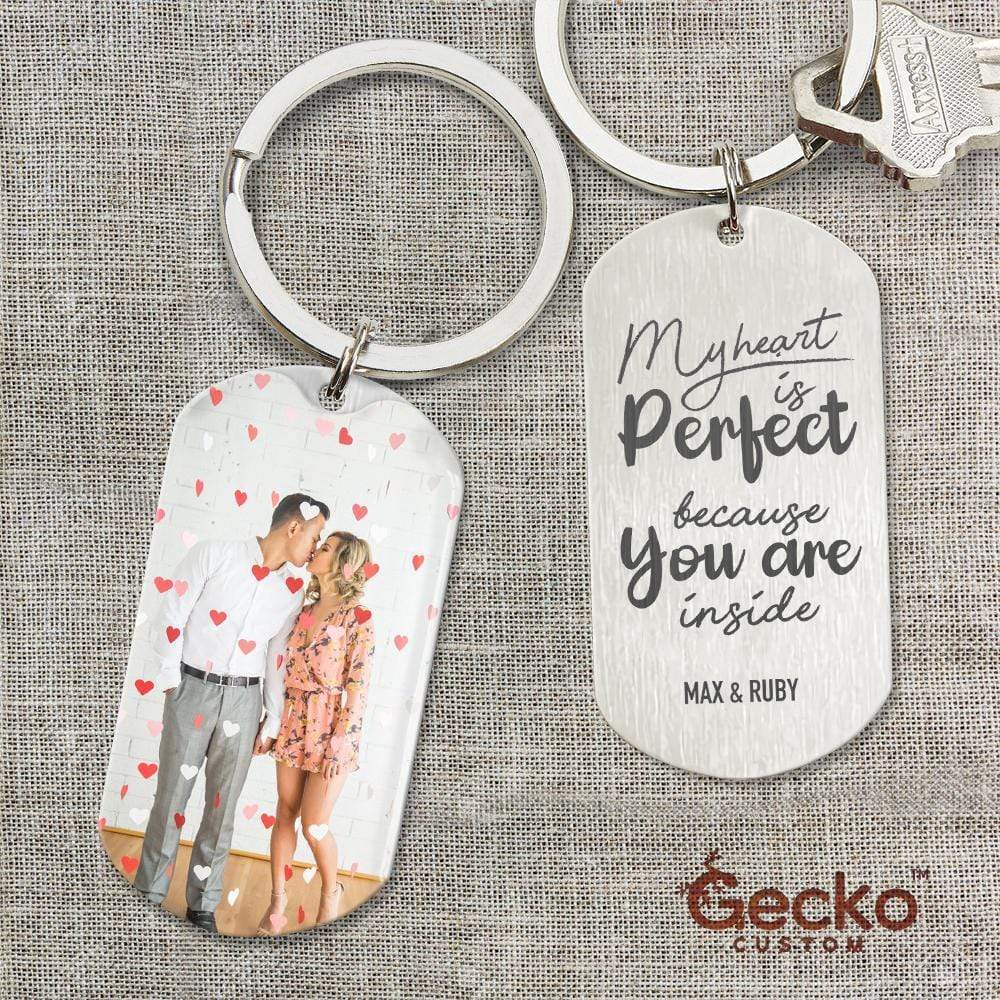 My Heart Is Perfect Because Your Are Inside Couple Metal Keychain HN590 - Image 2