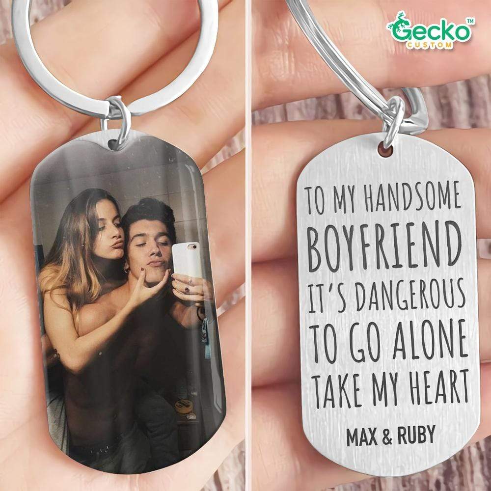 It's Dangerous To Go Alone Take My Heart Couple Metal Keychain HN590