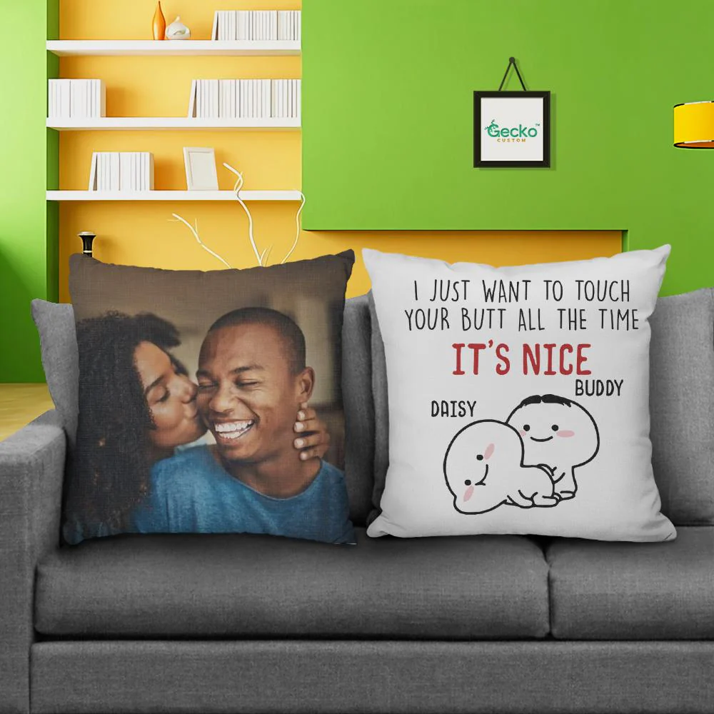 I Just Want To Touch Your Butt Couple Throw Pillow HN590 - Image 2