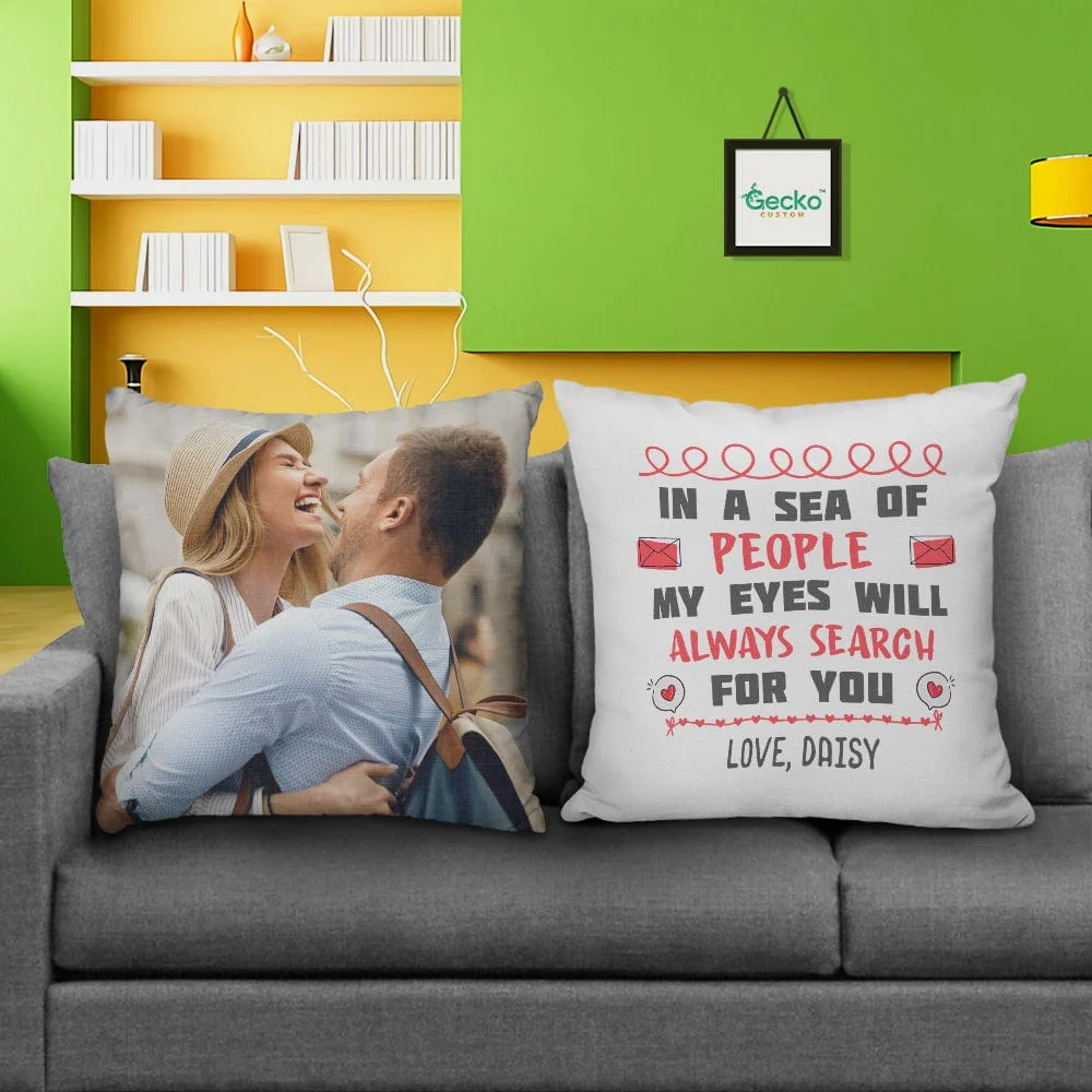 In A Sea Of People My Eyes Couple Throw Pillow HN590 - Image 2