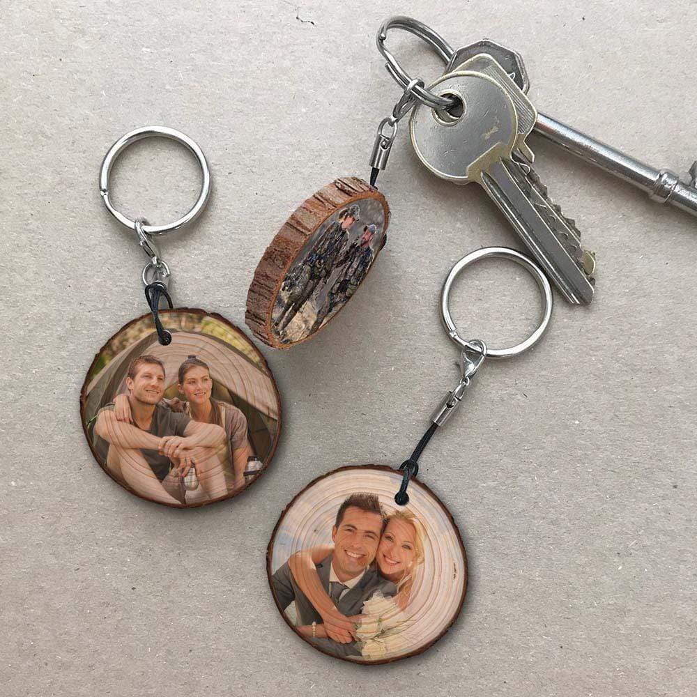 Wood Slice Photo Keyring Double Sided, Valentine Gift HN590 - Image 2