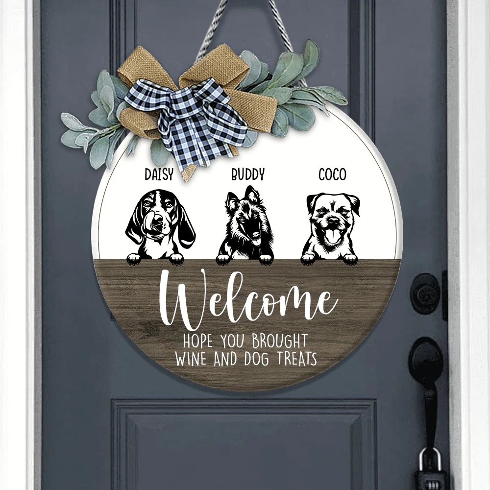 Hope You Like Chaos And Wet Kisses Dog Wooden Door Sign With Wreath, HN590 - Image 5