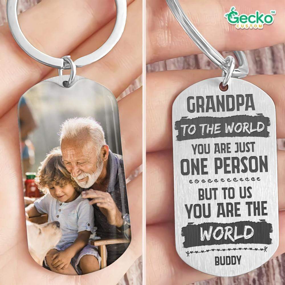 Grandpa To Us You Are The World Family Metal Keychain HN590