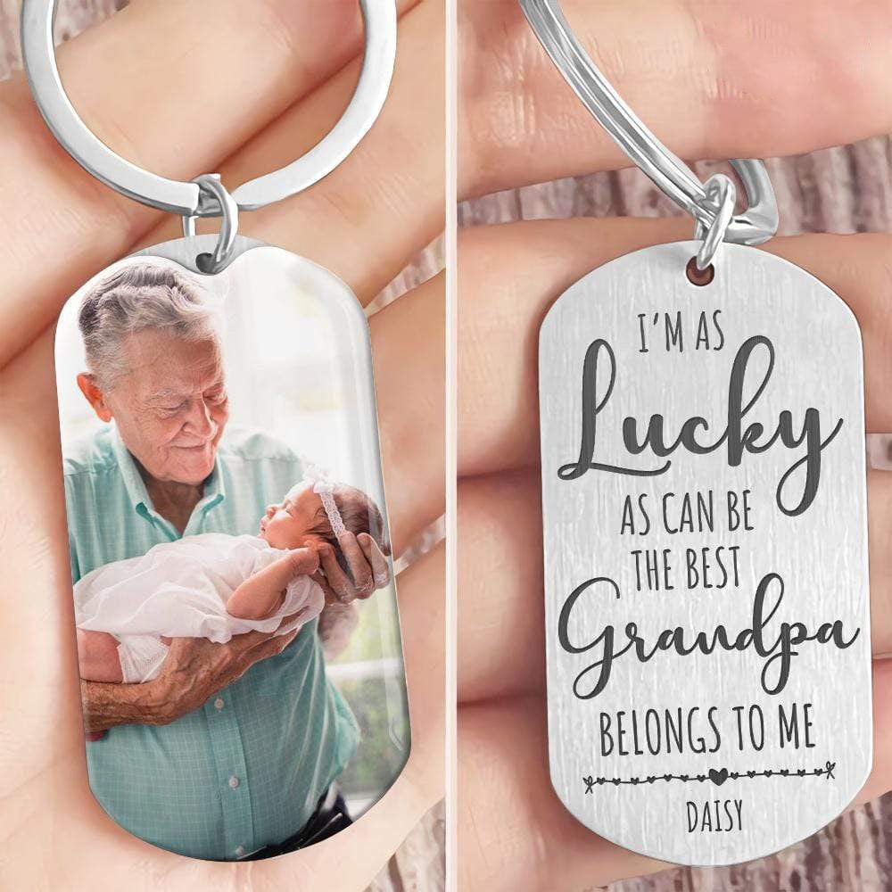 I'm As Lucky As Can Be The Best Grandpa Belongs To Me Family Metal Keychain HN590