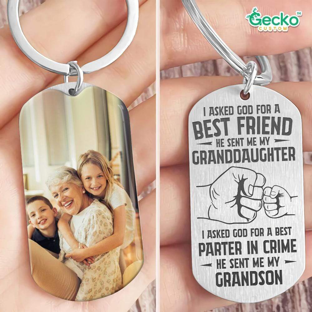 I Asked God A Best Friend Family Metal Keychain HN590
