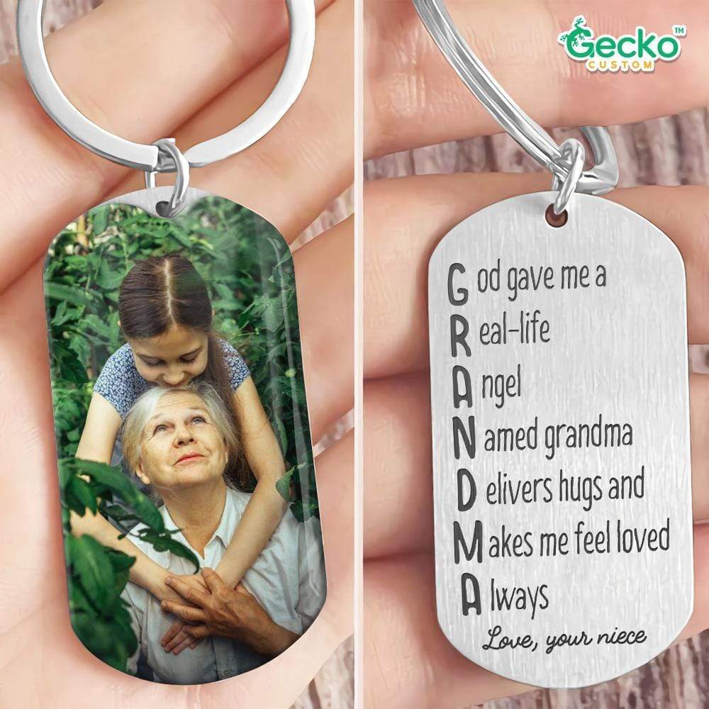 God Give Me A Real-life Angel Named Grandma Family Metal Keychain HN590