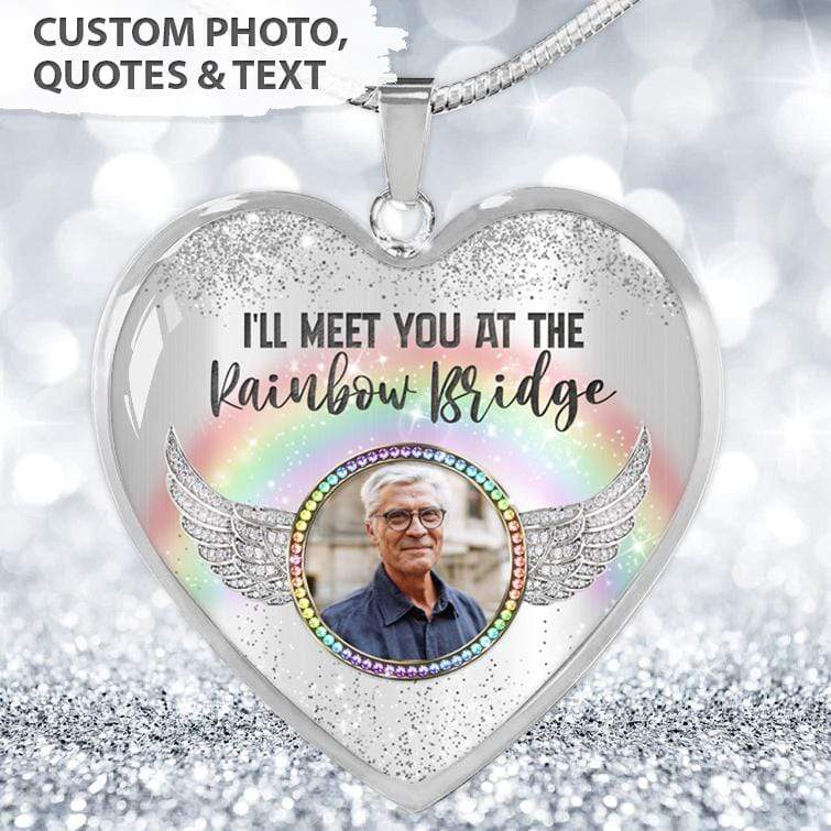 A Piece Of My Heart Is At Rainbow Bridge Memorial Necklace, Photo Necklace HN590 - Image 4
