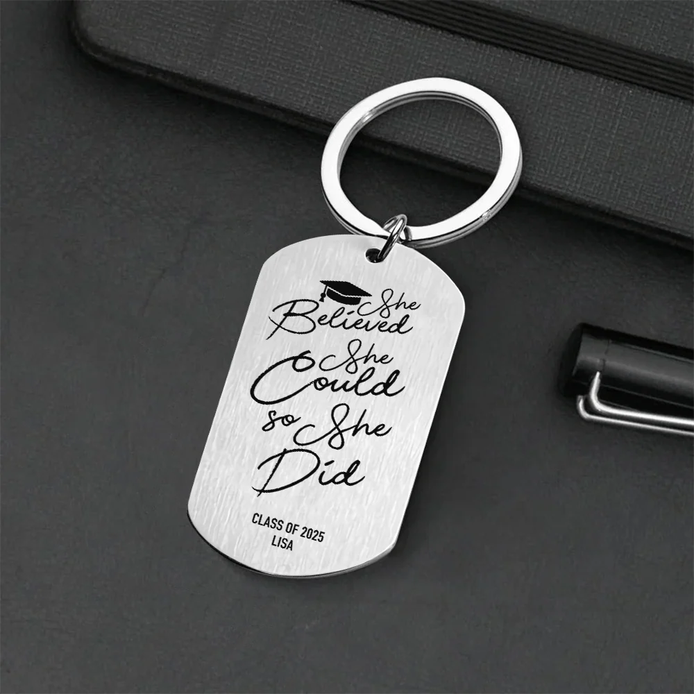 She Believed She Could So She Did Graduation Metal Keychain HA75 890375 - Image 3