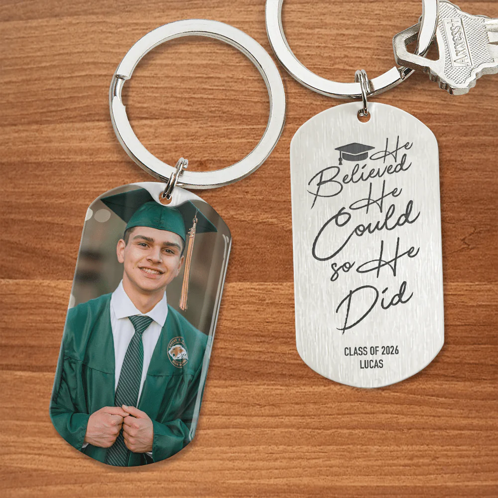 She Believed She Could So She Did Graduation Metal Keychain HA75 890375 - Image 4
