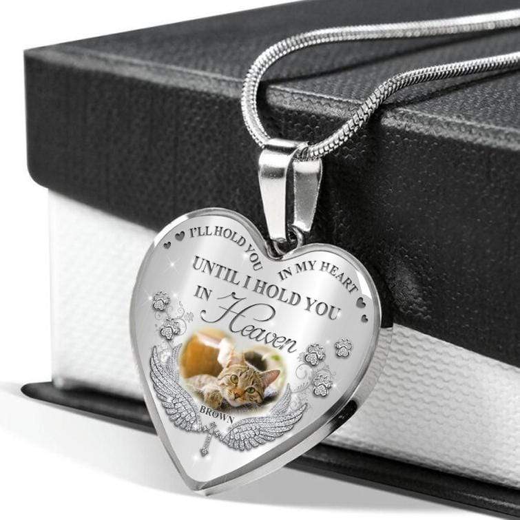 I’ll Hold You In My Heart Pet Memorial Necklace, Custom Quotes & Photo, Pet Loss Gift HN590 - Image 2