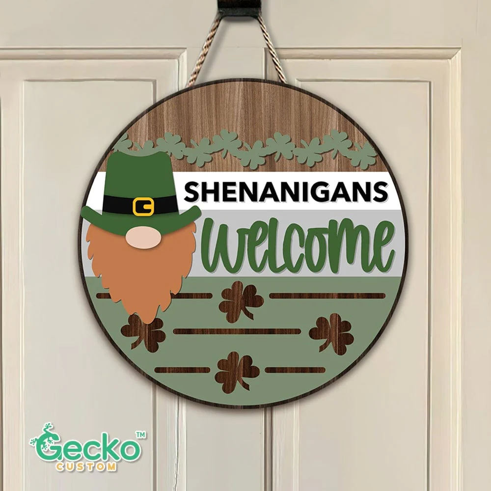 Shenanigans Welcome Wood Door Sign HN590 - Image 2