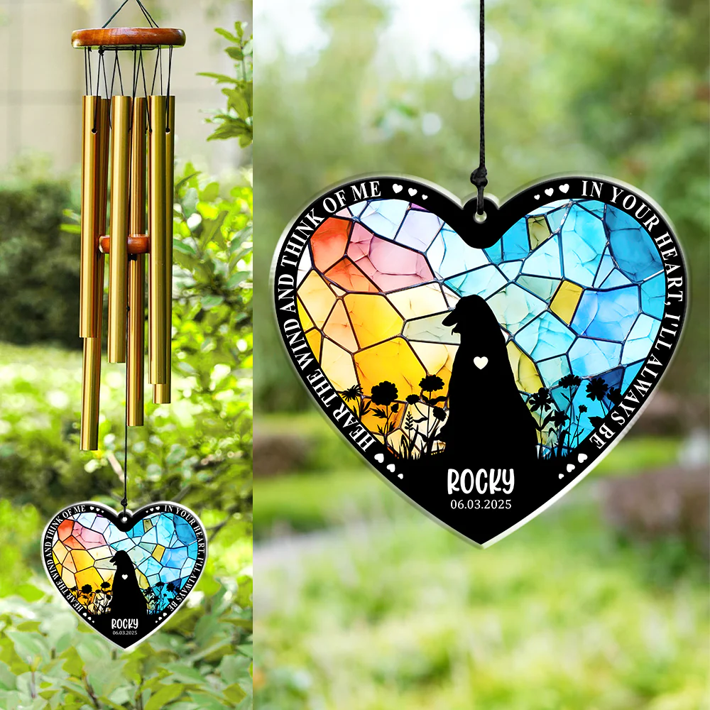 You Left Paw Prints On My Heart - Personalized Dog Memorial Acrylic Wind Chimes CH07 896238 - Image 3