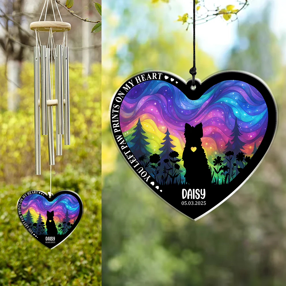 You Left Paw Prints On My Heart - Personalized Dog Memorial Acrylic Wind Chimes CH07 896238 - Image 5