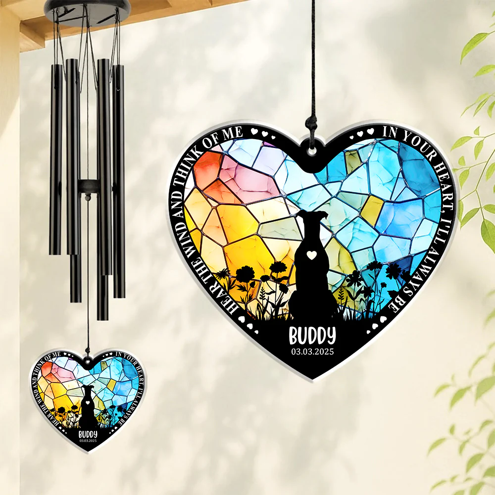 You Left Paw Prints On My Heart - Personalized Dog Memorial Acrylic Wind Chimes CH07 896238 - Image 7