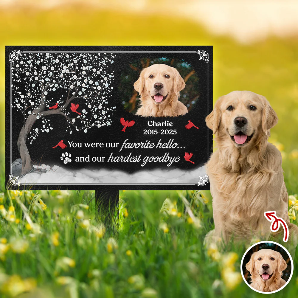 You Were My Favorite Hello And My Hardest Goodbye - Custom Pet Memorial Photo Garden Stake CH07 896344 - Image 3