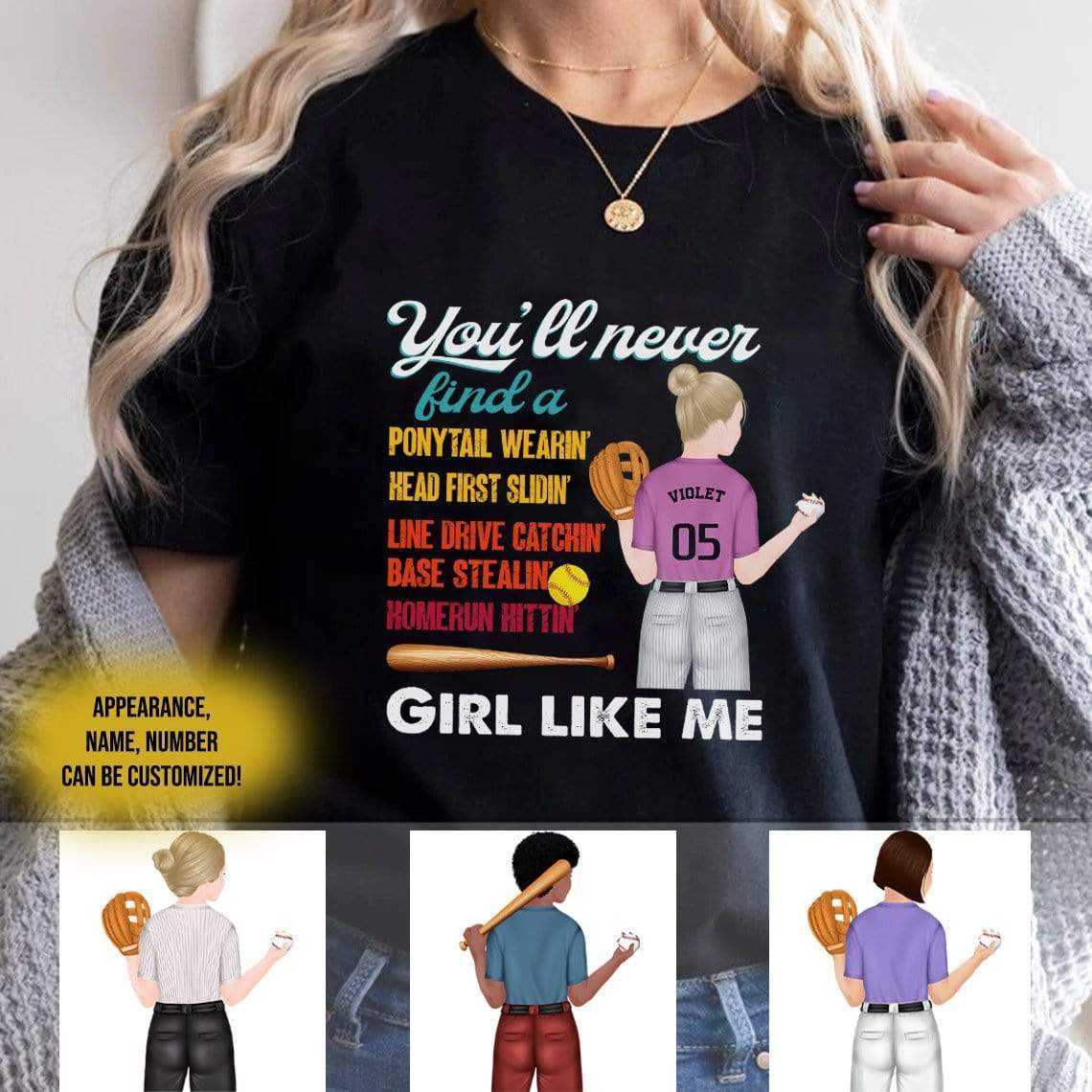 You Will Never Find A Girl, Softball Shirt, Softball Girl Shirt - Image 3